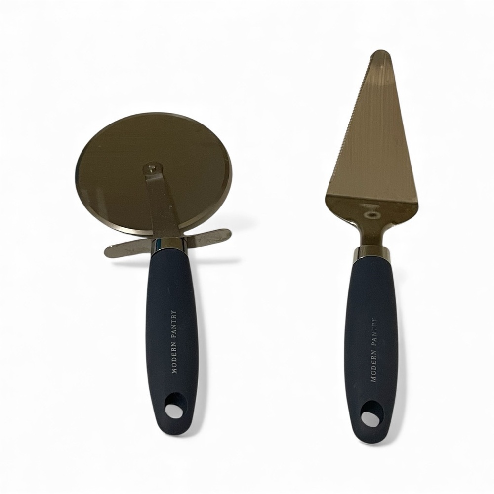 Modern Pantry Pizza‎ Cutter Pie Server Set Stainless Steel Navy Handle Kitchen